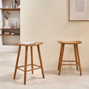 2er-Set Hocker aus massivem Teakholz 65 cm