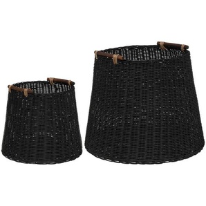 2er-Set Körbe Ori Rattan schwarz, D.31/45 cm