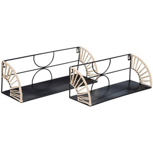 2er-Set Regale Mileva Metall, schwarz, L.37/42 cm