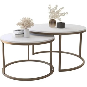 Selsey Couchtisch 2er Set  Bello ¦ weiß ¦ Maße (cm): H: 46  Ø: 80