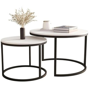 Selsey Couchtisch 2er Set - weiß - Materialmix - 46 cm - 70.0 | Möbel Kraft