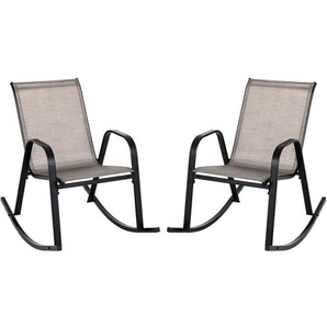 2er Set Schaukelstühle mit atmungsaktivem Stoffsitz, Gartenstühle, Schaukelsessel Schwingsessel für Garten, Balkon - Costway
