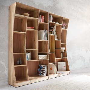 2er-Set-Standregal Live-Edge 240 cm Akazie Natur, Standregale, Baumkantenmöbel, Massivholzmöbel, Massivholz