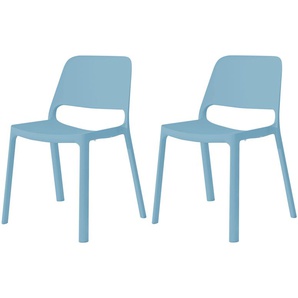 2er Set Stapelstuhl - blau - Materialmix - 55 cm - 82 cm - 51 cm | Möbel Kraft
