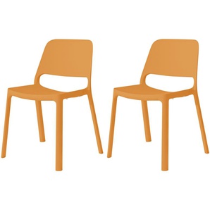 2er Set Stapelstuhl - orange - Materialmix - 55 cm - 82 cm - 51 cm | Möbel Kraft
