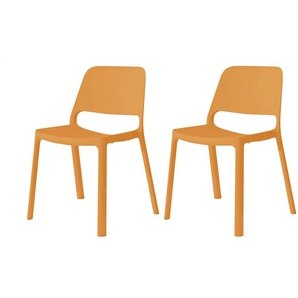 2er Set Stapelstuhl - orange - Materialmix - 55 cm - 82 cm - cm 51,0 | Möbel Kraft