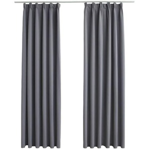 2er-Set Verdunkelungsvorhänge,Verdunkelung Gardinen mit Haken Grau 140x245cm Vidaxl