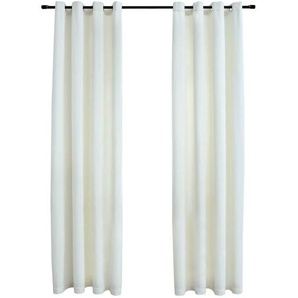 2er-Set Verdunkelungsvorhänge,Verdunkelung Gardinen mit Ösen Samt Creme 140x245 cm Vidaxl