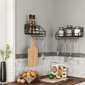 2er-Set Wandregal 30/40 cm Schwarz