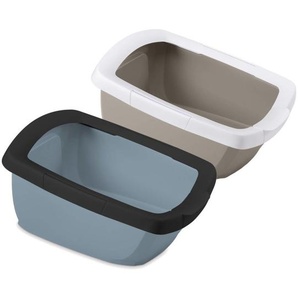 2er Sparpack Katzentoilette Schalentoilette Katzenklo mit abnehmbarem Rand