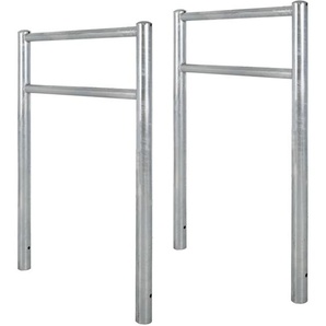 2x Fahrradanlehnbügel mit Knieholm 115x75 cm Stahl feuerverzinkt ø 60 mm zum Einbetonieren grau Typ h