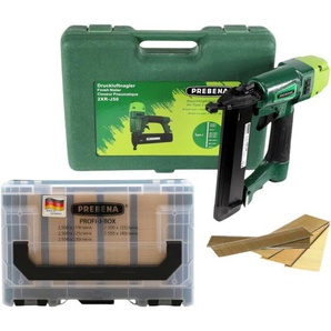 Prebena - 2XR-J50 Druckluftnagler 4,0 - 7,0 Bar + profi-j-box Stauchkopfnägel Brads 12500 Stk. + Koffer