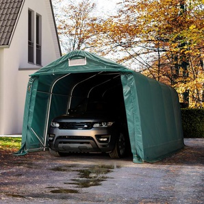 3,3x4,8m Zeltgarage, PVC-Plane, dunkelgrün, mit Statik (Betonuntergrund) - (68315)