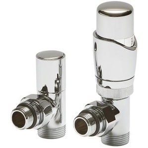 ¾  Heizkörperwinkelventil Manuell & Thermostatisch Chrom inkl. Multiadapter für 16mm Mehrschichtverbundrohre, von Hudson Reed