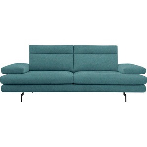3,5-Sitzer CALIA ITALIA Toby Wing Sofas Gr. B/H/T: 228 cm x 90 cm x 113 cm, Flachgewebe QUEBEC, mit Sitztiefenverstellung-mit Armlehnenverstellung, blau (azzurro quebec) 3-Sitzer Sofas