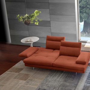 3,5-Sitzer CALIA ITALIA Toby Wing Sofas Gr. B/H/T: 228 cm x 90 cm x 113 cm, Flachgewebe QUEBEC, mit Sitztiefenverstellung-mit Armlehnenverstellung, rot (rosso quebec) 3-Sitzer Sofas