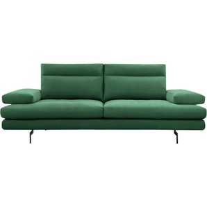 3,5-Sitzer CALIA ITALIA Toby Wing Sofas Gr. B/H/T: 228 cm x 90 cm x 113 cm, Microfaser MARIO, mit Sitztiefenverstellung-mit Armlehnenverstellung, grün (verde mario) 3-Sitzer Sofas inklusive Sitztiefenverstellung, Füße in Schwarz matt