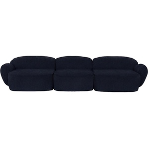 3,5-Sitzer FURNINOVA Bubble Sofas Gr. B/H/T: 337 cm x 80 cm x 104 cm, Velourstoff grob ALICE, blau (midnight blu) 3-Sitzer Sofas