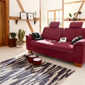 3,5-Sitzer HOME AFFAIRE Husum Sofas Gr. B/H/T: 225 cm x 90 cm x 106 cm, Luxus-Microfaser ALTARA NUBUCK, rot (bordeaux) 3-Sitzer Sofas mit Sitztiefenverstellung, Kontrastnaht und Federkern