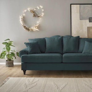 3,5-Sitzer HOME AFFAIRE WESTMINSTER Sofas Gr. B/H/T: 230 cm x 95 cm x 100 cm, Microfaser, grün (blaugrün) 3-Sitzer Sofas mit Federkern-Polsterung