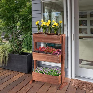 3 Etage Hochbeet Blumentreppe Pflanzkasten Blumenkasten Blumenbeet Pflanzenleiter Garten Frühbeet Pflanztreppe 73x38x106cm - Costway