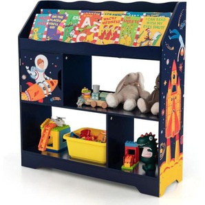 3 in 1 Spielzeugregal, 3 stöckiges Kinderregal mit Ablagefächer & Tür, Spielzeug-Organizer Bücherregal für Spielzimmer, Wohnzimmer, Kindergarten, 93