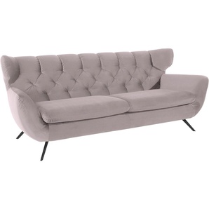 3-Sitzer 3C CANDY Beatrice Sofas Gr. B/H/T: 225 cm x 94 cm x 95 cm, Samtoptik, rosa (altrosa) 3-Sitzer Sofas mit Rückensteppung im Rautenmuster