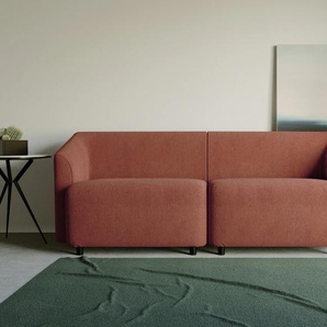 3-Sitzer ANDAS Esja Sofas Gr. B/H/T: 215 cm x 76 cm x 88 cm, Webstoff, rot (coral red) 3-Sitzer Sofas modernes Sofa, passend für kleine Räume