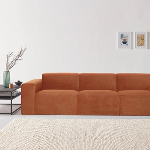 3-Sitzer ANDAS Kalix Sofas Gr. B/H/T: 278 cm x 70 cm x 96 cm, Cord, orange (terrakotta) 3-Sitzer Sofas