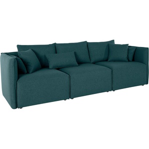 3-Sitzer ANDAS Nöre Sofas Gr. B/H/T: 262 cm x 74 cm x 90 cm, Struktur fein, blau (petrol) 3-Sitzer Sofas 3 Teile, in vielen Bezugsqualitäten und Farben s. auch Nöre
