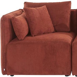 3-Sitzer ANDAS Nöre Sofas Gr. B/H/T: 262 cm x 86 cm x 90 cm, Samtcord, orange (terra) 3-Sitzer Sofas