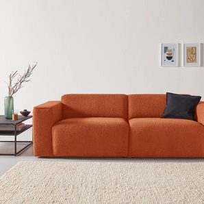 3-Sitzer ANDAS Noord, 232cm Sofas Gr. B/H/T: 232 cm x 71 cm x 96 cm, Lu x us-Microfaser flauschig, orange (terracotta) 3-Sitzer Sofas
