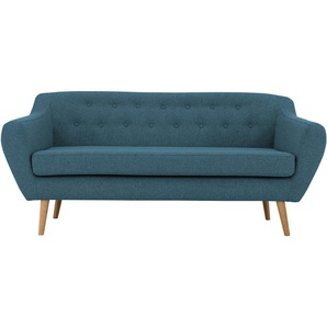 3-Sitzer ANDAS Renne Sofas Gr. B/H/T: 178 cm x 78 cm x 73 cm, Struktur, blau (petrol) 3-Sitzer Sofas mit Heftung im Rücken skandinavischem Stil