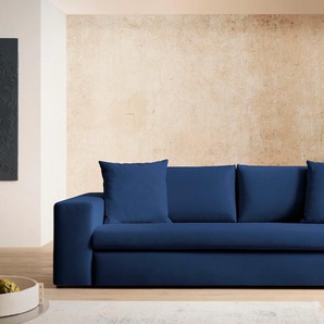 3-Sitzer ANDAS SLEETLAND XXL in Samtvelours oder Vintage-Leder-Optik Sofas Gr. B/H/T: 270 cm x 72 cm x 113 cm, Samtvelours, blau (navy blue) 3-Sitzer Sofas