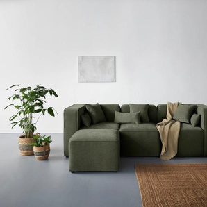 3-Sitzer ANDAS Sundstrup L-Form Sofas Gr. B/H/T: 256 cm x 76,5 cm x 93 cm, Samtoptik, grün 3-Sitzer Sofas Modulserie, individuelle Zusammenstellung