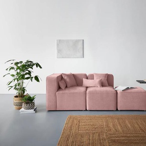 3-Sitzer ANDAS Sundstrup Sofas Gr. B/H/T: 233 cm x 76,5 cm x 93 cm, Samtoptik, Armlehne links, rosa 3-Sitzer Sofas