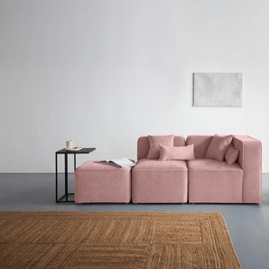 3-Sitzer ANDAS Sundstrup Sofas Gr. B/H/T: 233 cm x 76,5 cm x 93 cm, Samtoptik, Armlehne rechts, rosa 3-Sitzer Sofas