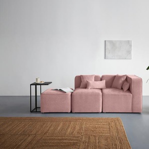 3-Sitzer ANDAS Sundstrup Sofas Gr. B/H/T: 233 cm x 76,5 cm x 93 cm, Samtoptik, Armlehne rechts, rosa 3-Sitzer Sofas Modulserie, individuelle Zusammenstellung