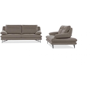 3-Sitzer CALIA ITALIA Cezanne Sofas Gr. B/H/T: 215 cm x 90 cm x 109 cm, Struktur (100% Polyester), mit Sitztiefenverstellung, grau (34 sabbia) 3-Sitzer Sofas
