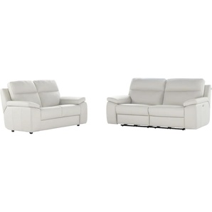 3-Sitzer CALIA ITALIA Primo Sofas weiß (bianco) 3-Sitzer Sofas in Leder, mit elektrischer Relaxfunktion