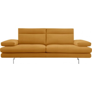 3-Sitzer CALIA ITALIA Toby Wing Sofas Gr. B/H/T: 208 cm x 90 cm x 113 cm, Leder BULL, mit Sitztiefenverstellung-mit Armlehnenverstellung, orange (senape bull) 3-Sitzer Sofas
