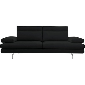 3-Sitzer CALIA ITALIA Toby Wing Sofas Gr. B/H/T: 208 cm x 90 cm x 113 cm, Leder BULL, mit Sitztiefenverstellung-mit Armlehnenverstellung, schwarz (nero bull) 3-Sitzer Sofas
