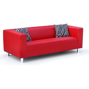 3-Sitzer COLLECTION AB Clip Sofas Gr. B/H/T: 183 cm x 65 cm x 85 cm, Luxus-Kunstleder, rot 3-Sitzer Sofas frei im Raum stellbar, inklusive loser Zierkissen