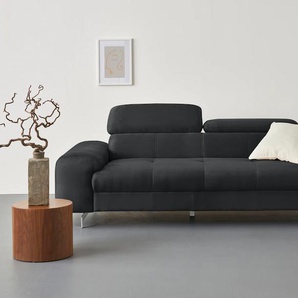 3-Sitzer COTTA Chef Sofas Gr. B/H/T: 227 cm x 72 cm x 105 cm, Luxus-Microfaser, mit Kopfteilverstellung, grau (lava) 3-Sitzer Sofas mit eleganter Steppung, Bodenfreiheit 12,5 cm