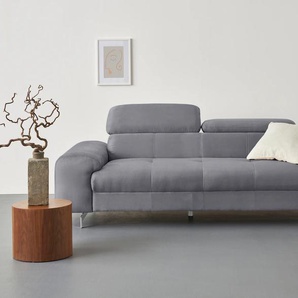 3-Sitzer COTTA Chef Sofas Gr. B/H/T: 227 cm x 72 cm x 105 cm, Feinstruktur, mit Kopfteilverstellung, grau (stone) 3-Sitzer Sofas mit eleganter Steppung, Bodenfreiheit 12,5 cm