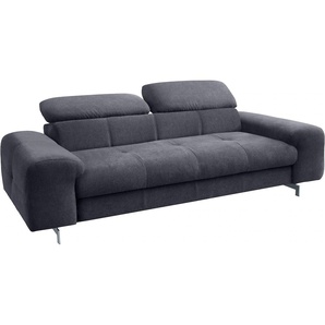 3-Sitzer COTTA Chef Sofas Gr. B/H/T: 232 cm x 72 cm x 105 cm, Chenille, mit Kopfteilverstellung, schwarz 3-Sitzer Sofas mit Kopfteilverstellung