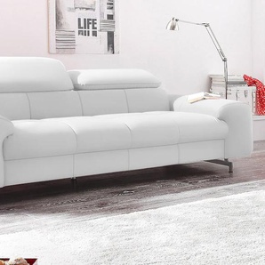 3-Sitzer COTTA Chef Sofas Gr. B/H/T: 232 cm x 72 cm x 105 cm, Kunstleder SOFTLUX, mit Kopfteilverstellung, weiß (altweiß) 3-Sitzer Sofas mit eleganter Steppung, Bodenfreiheit 12,5 cm