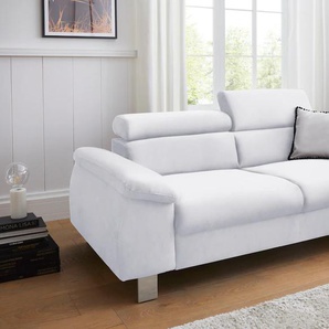 3-Sitzer COTTA Komaris Sofas Gr. B/T: 193 cm x 104 cm, Kunstleder SOFTLUX, mit Kopfteilverstellung, weiß (white) 3-Sitzer Sofas