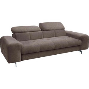 3-Sitzer COTTA Mailand Sofas Gr. B/H/T: 232 cm x 72 cm x 105 cm, Chenille, mit Kopfteilverstellung, braun (espresso) 3-Sitzer Sofas mit Kopfteilverstellung