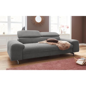 3-Sitzer COTTA Mailand Sofas Gr. B/H/T: 232 cm x 72 cm x 105 cm, Chenille, mit Kopfteilverstellung, grau (stone) 3-Sitzer Sofas mit Kopfteilverstellung